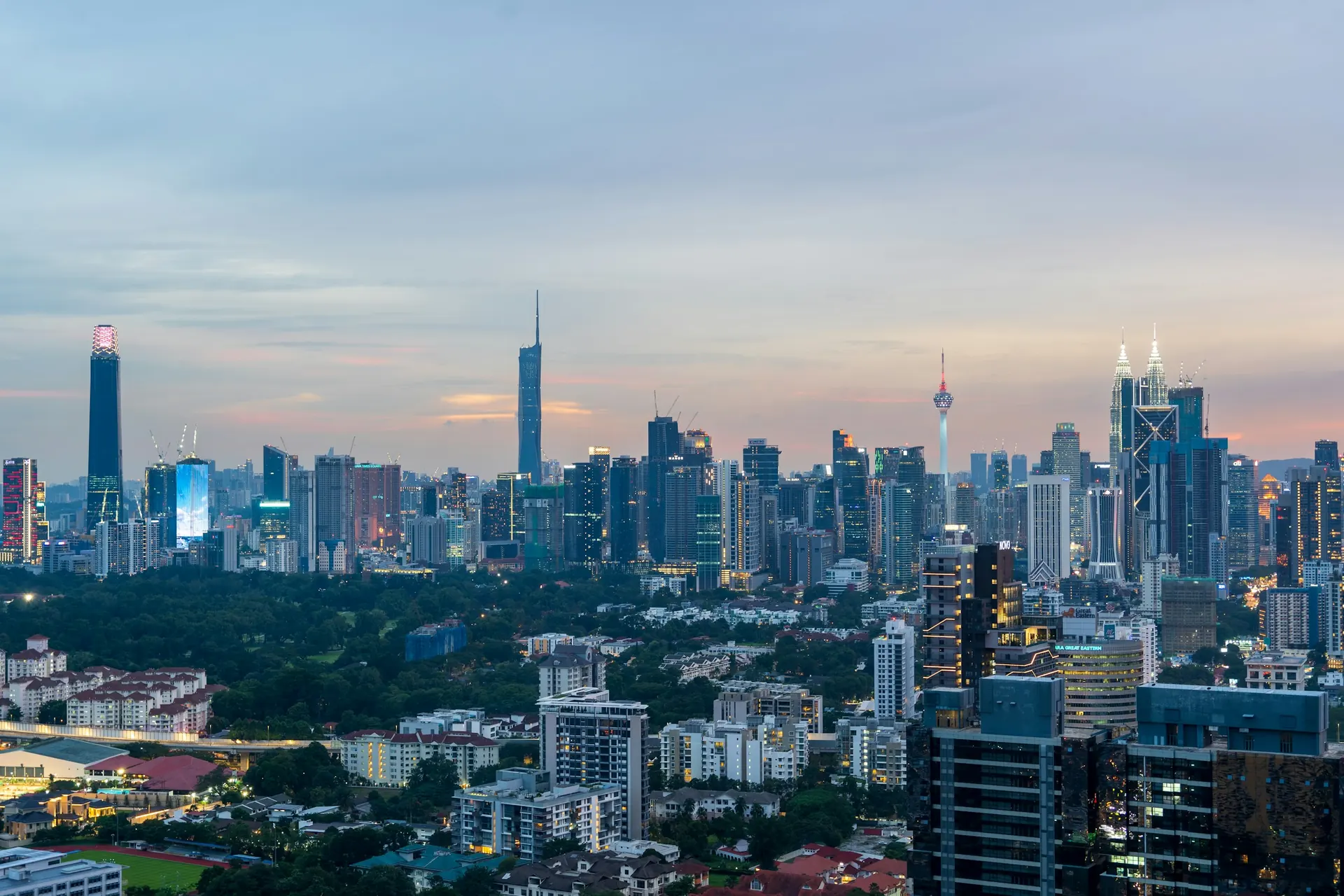 Kuala Lumpur city skyline at dusk