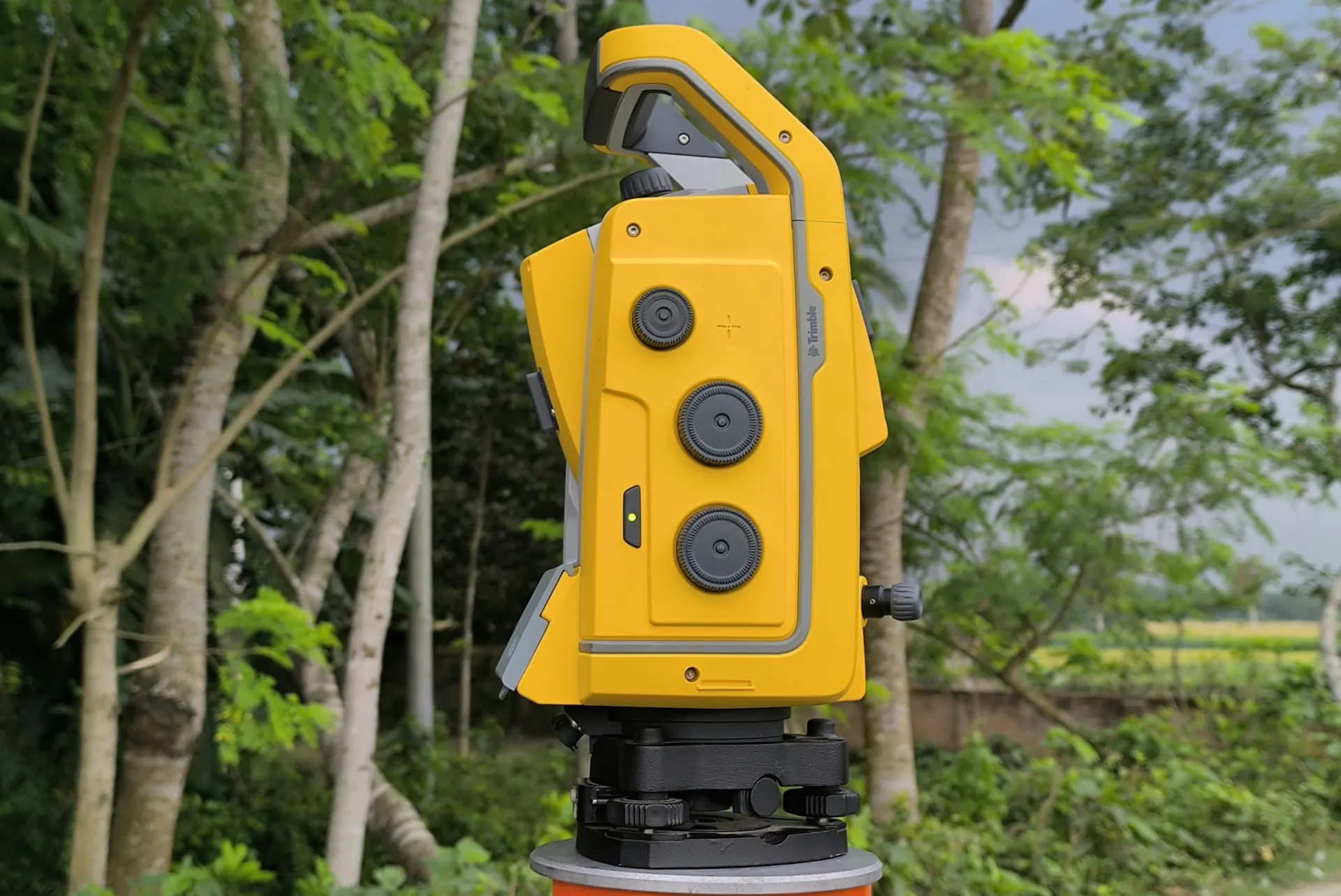 Surveying total station on a construction site