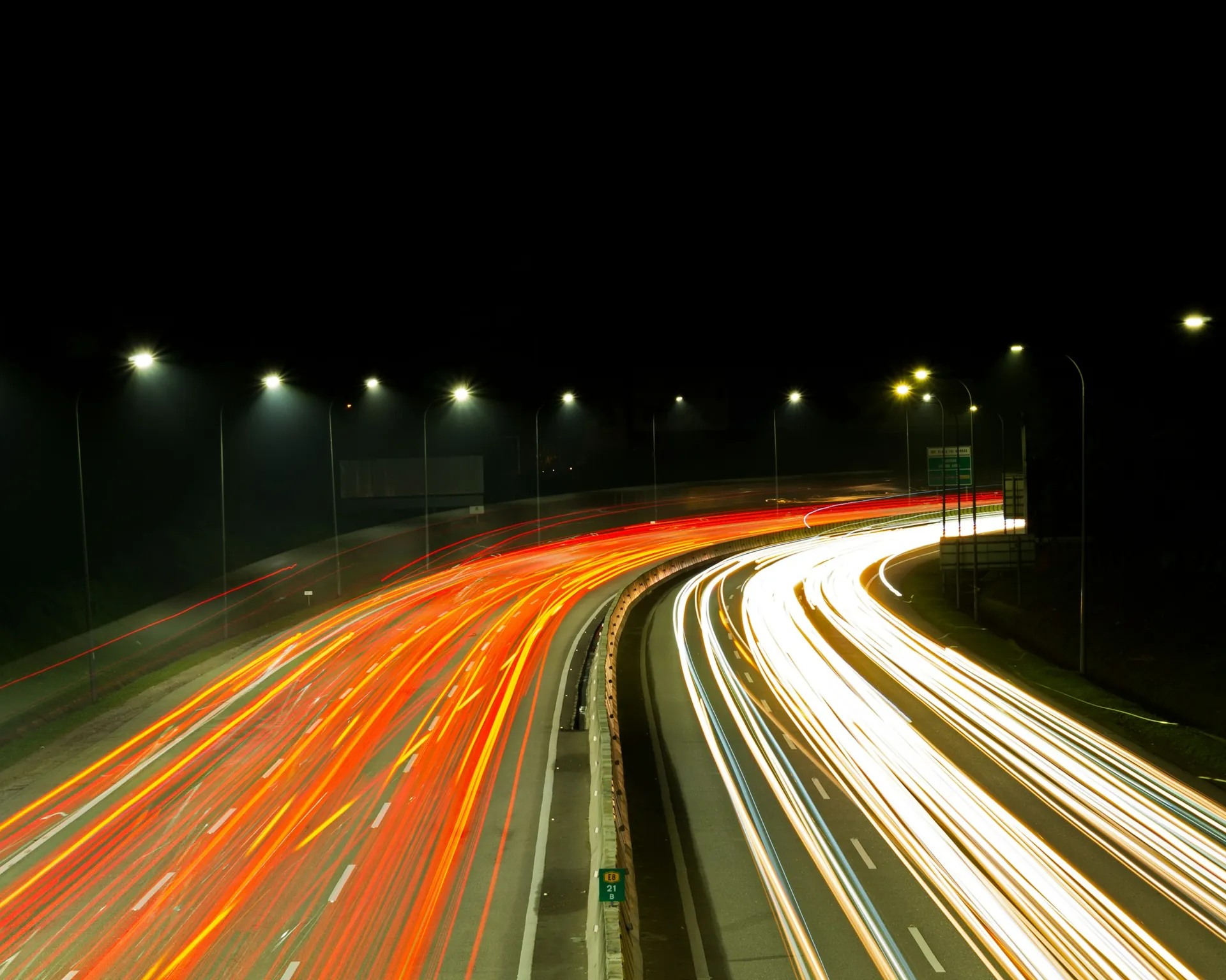 Highway traffic at night