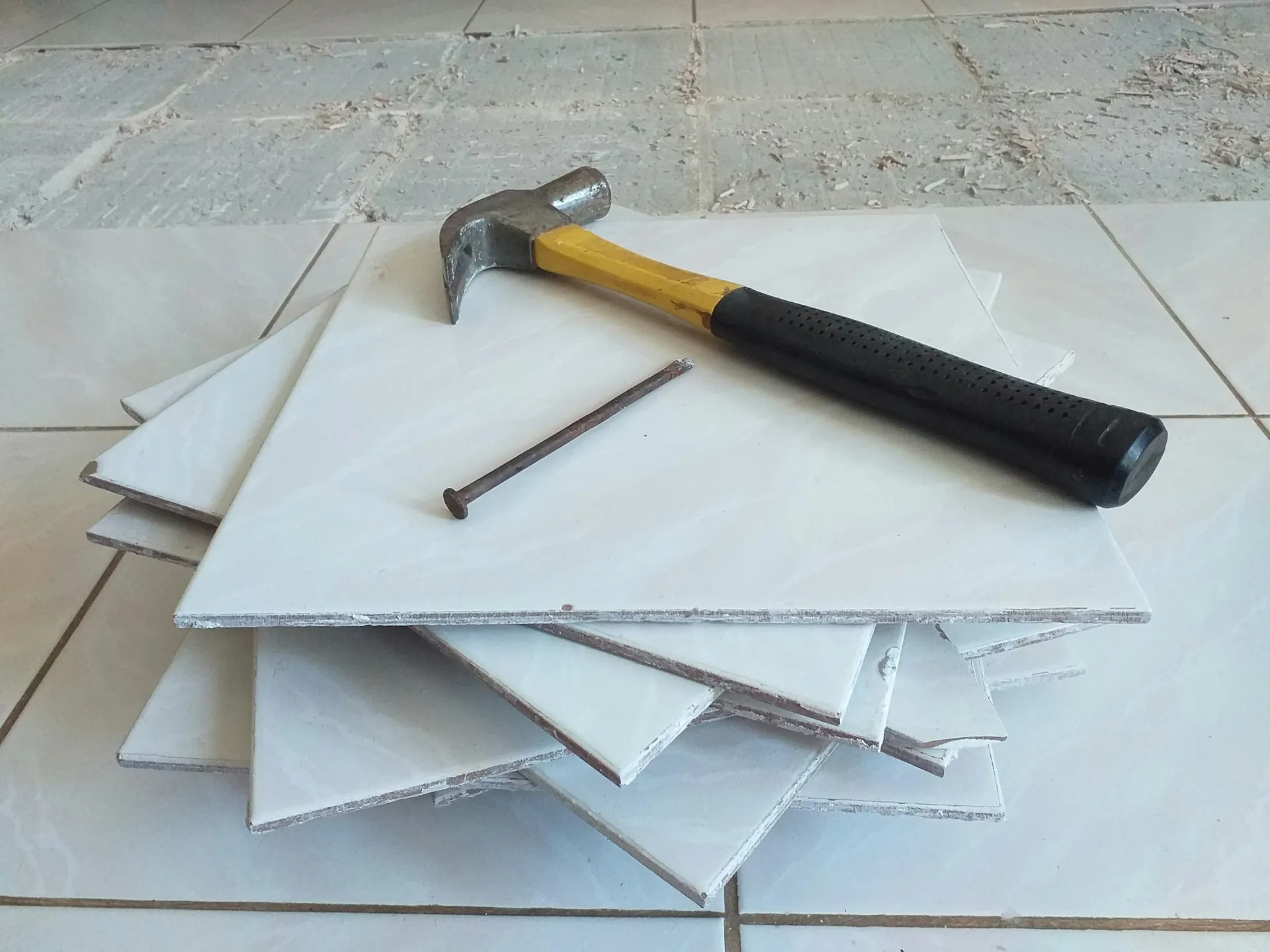 Floor tiling works